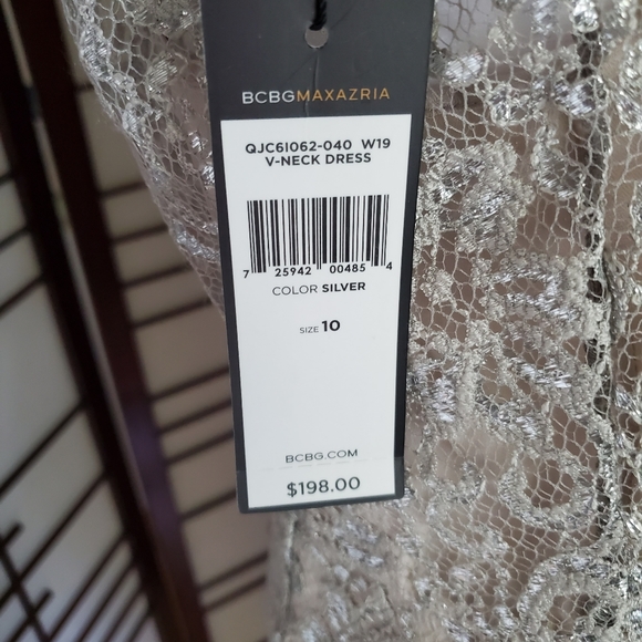 Silver lace cocktail dress, size 10 - Picture 4 of 7